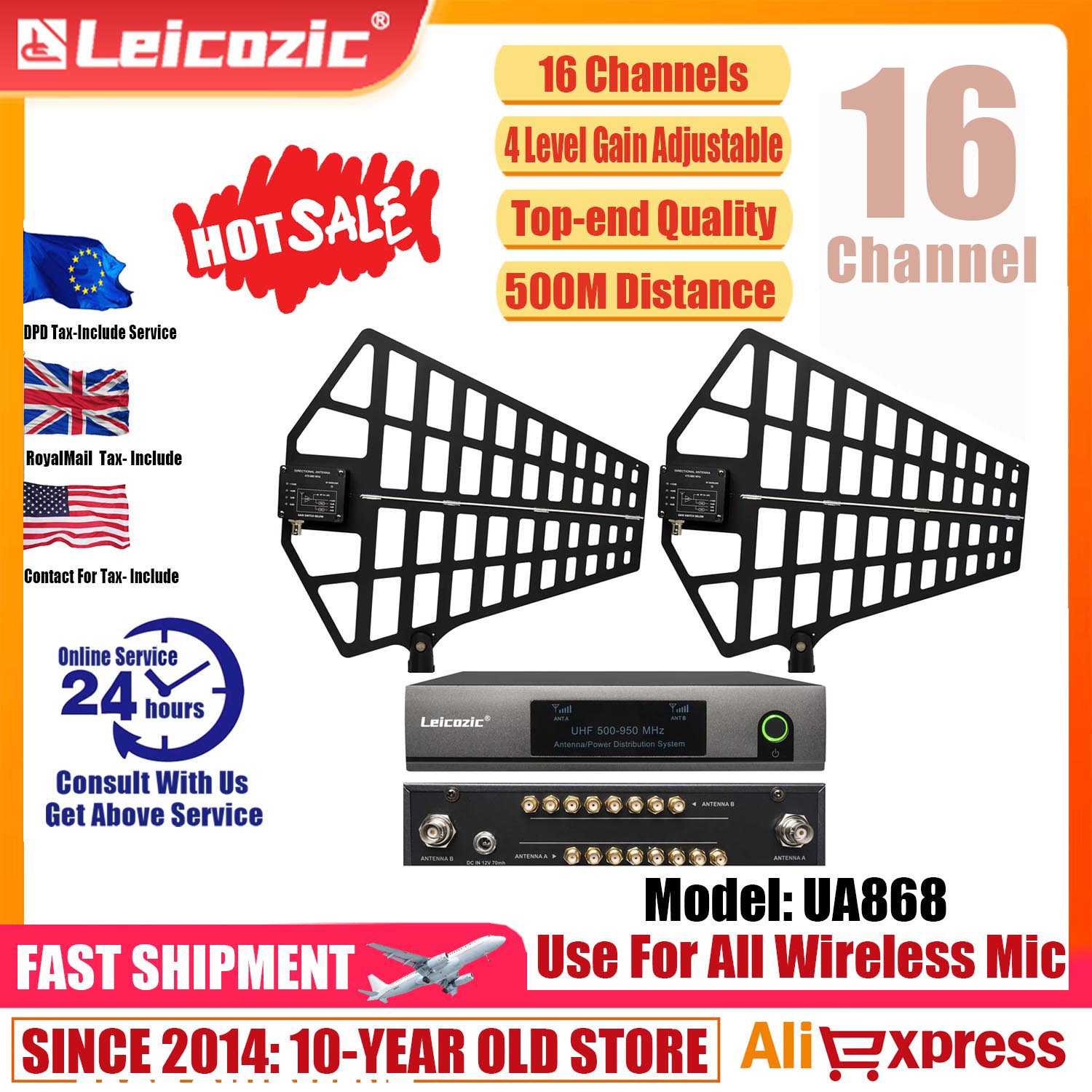 Music Audio Pro - Leicozic 8-kanałowy rozdzielacz antenowy UA868 wzmacniacz
