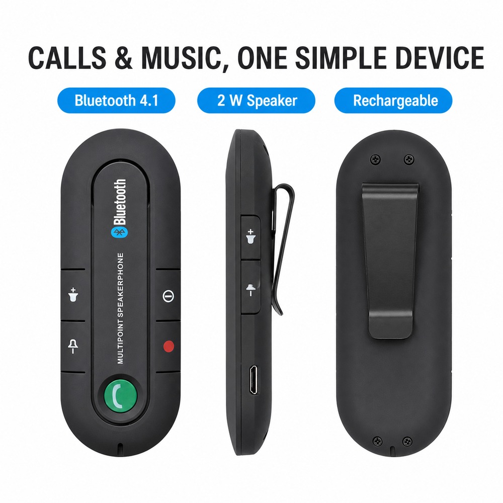 Audio Without Music - Głośnomówka samochodowa Bluetooth 4.1 z klipsem