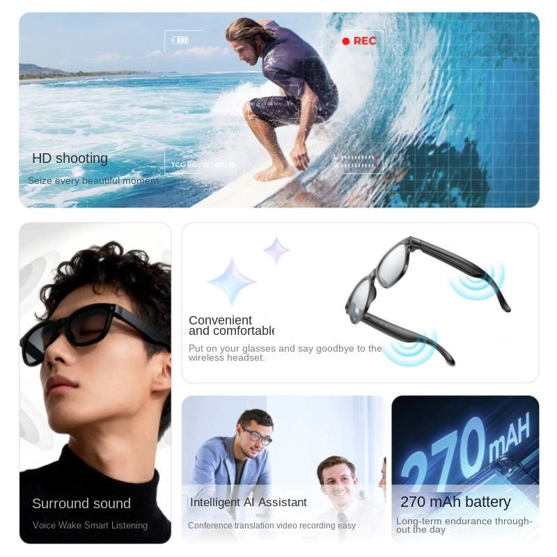 Inteligentne okulary AI z kame – Audio Music Voice recenzja i cena